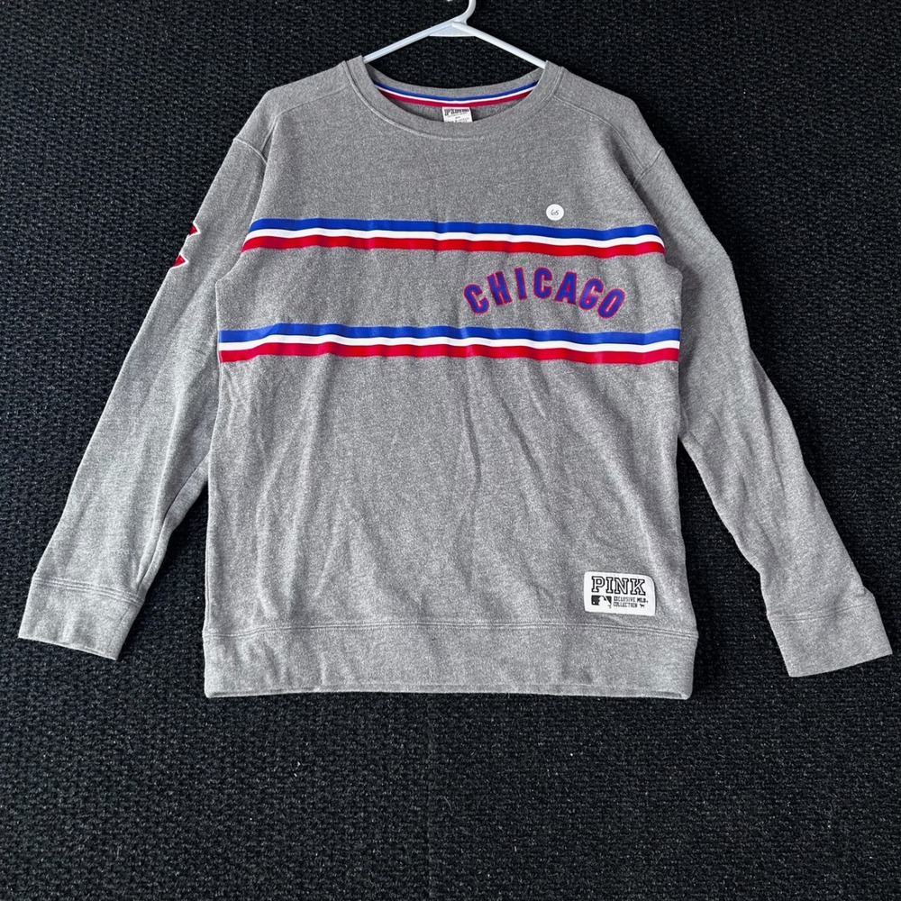 Victoria's Secret PINK MLB Chicago Cubs Grey Long Sleeve Sweatshirt XS